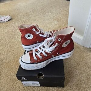 Converse Chuck Taylor Red High-Top Sneakers. Women’s size 6. LIKE NEW.
